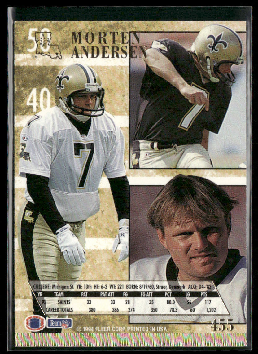 Morten Andersen 1994 Ultra #455 New Orleans Saints