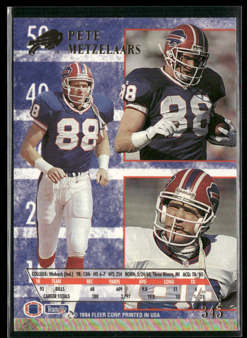 Pete Metzelaars 1994 Ultra #345 Buffalo Bills