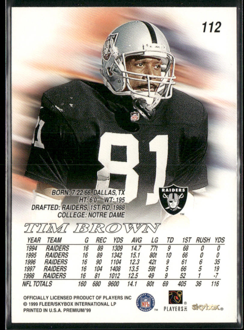 Tim Brown 1999 SkyBox Premium #112 Oakland Raiders