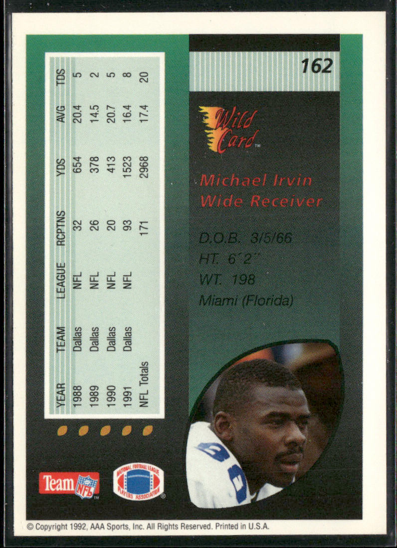 Michael Irvin 1992 Wild Card #162 Dallas Cowboys