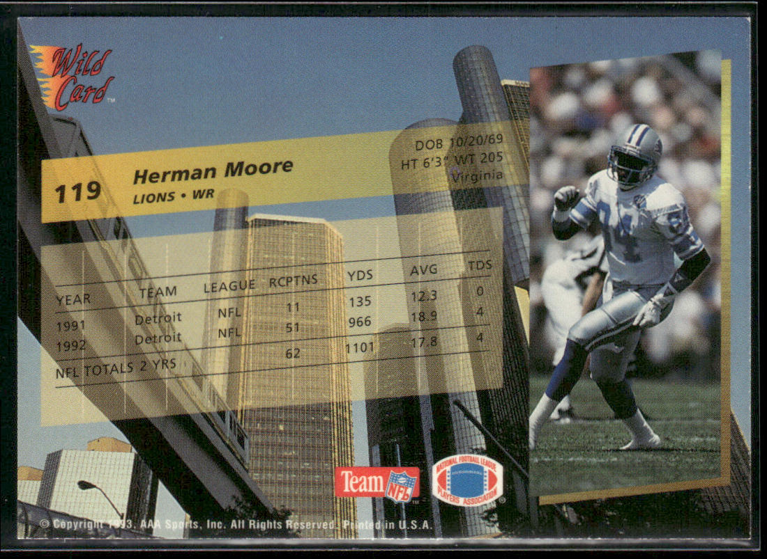 Herman Moore 1993 Wild Card #119 Detroit Lions