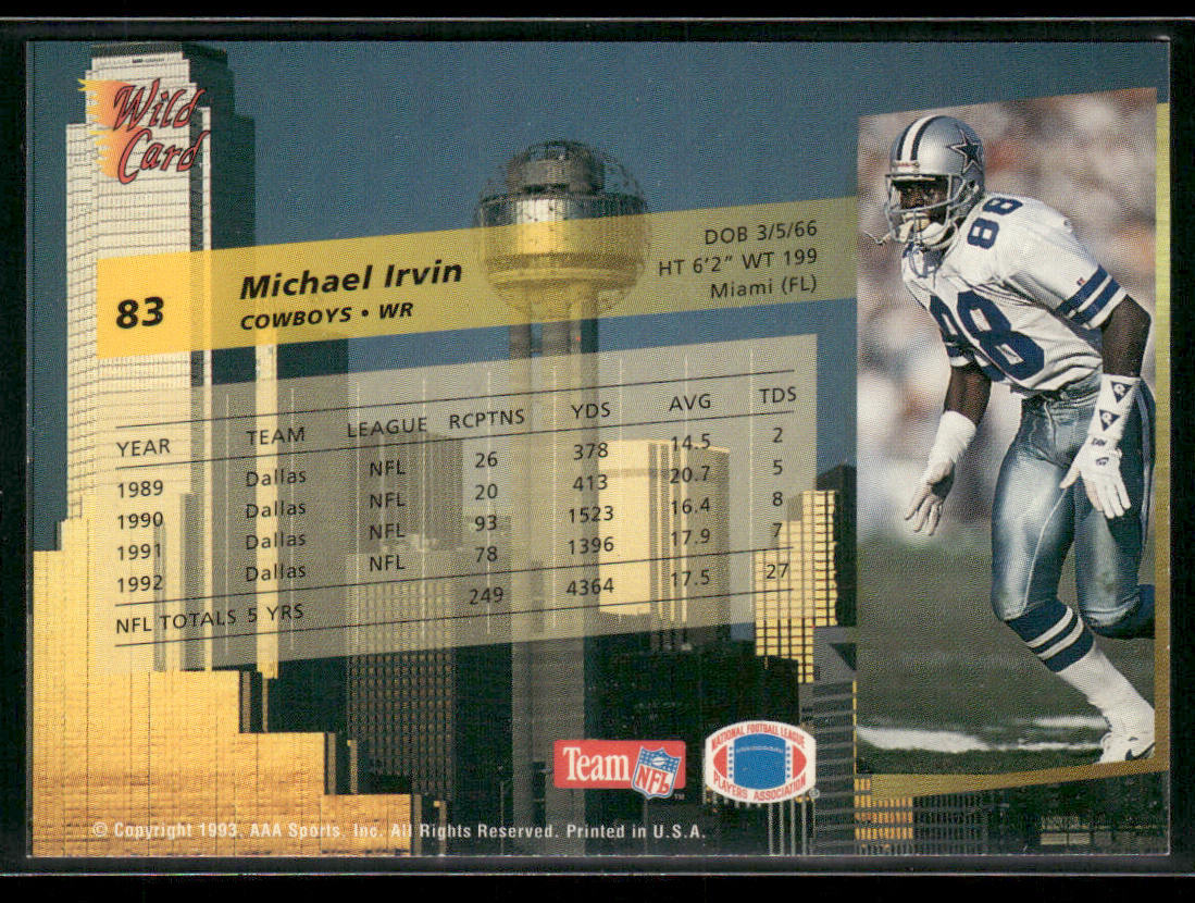 Michael Irvin 1993 Wild Card #83 Dallas Cowboys
