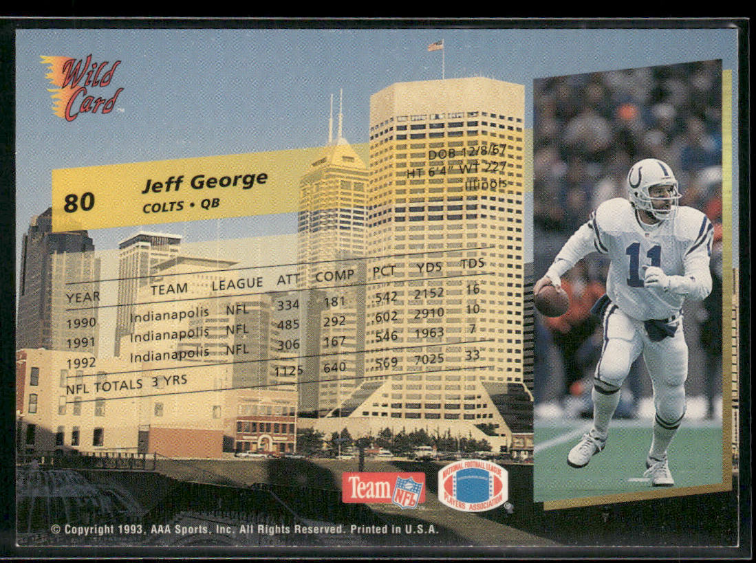 Jeff George 1993 Wild Card #80 Indianapolis Colts