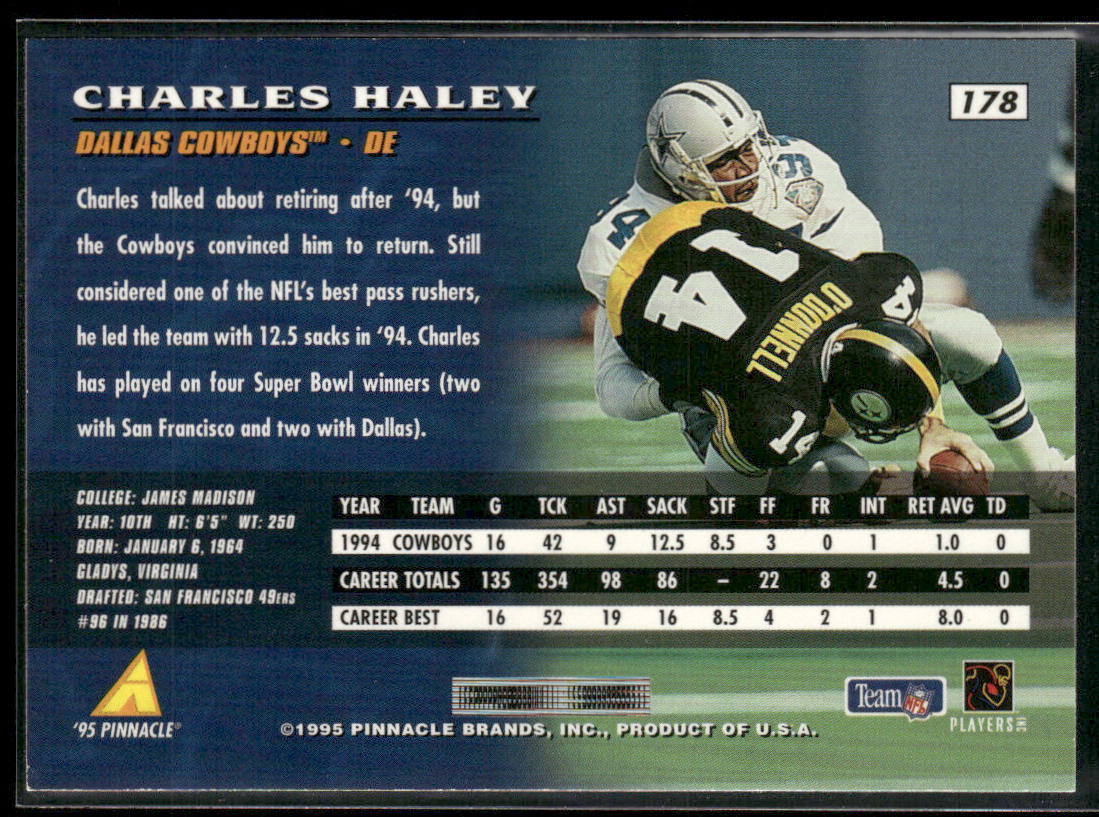 Charles Haley 1995 Pinnacle #178 Dallas Cowboys