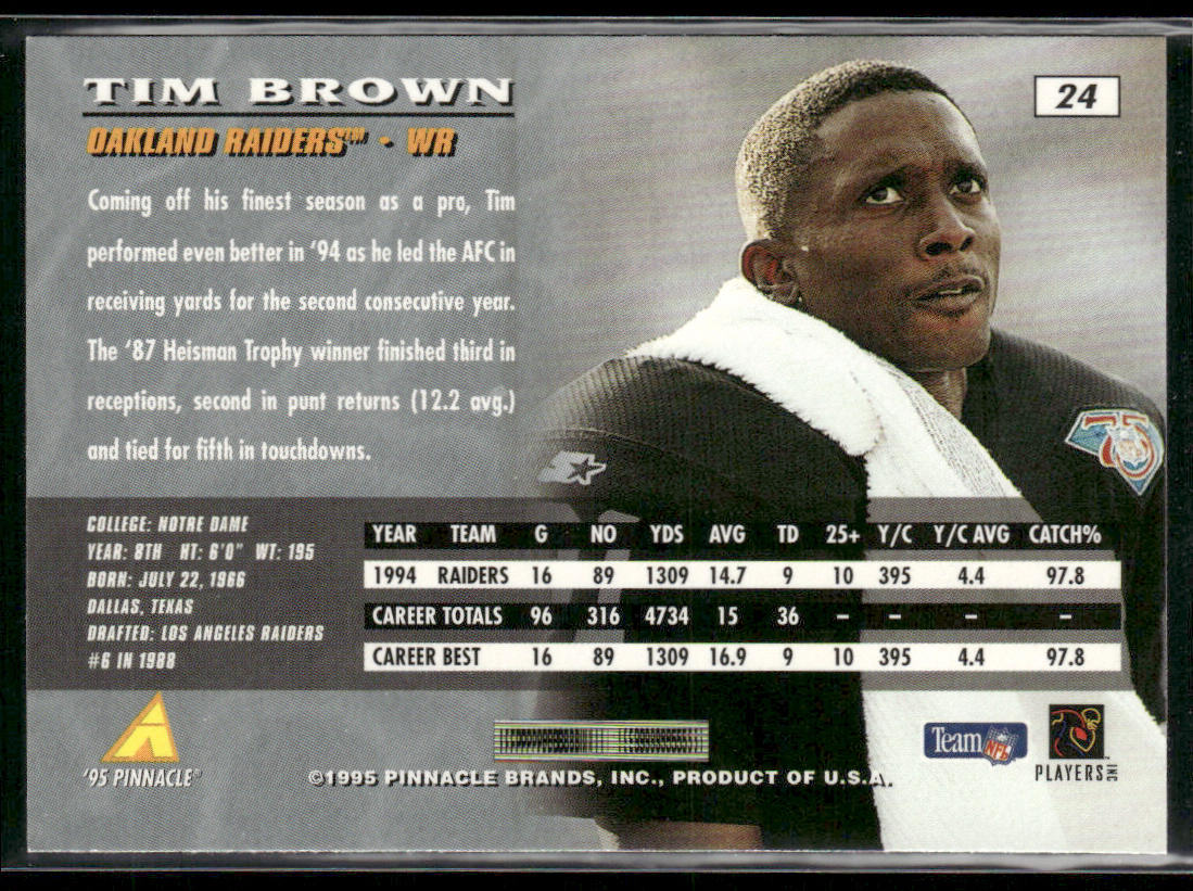 Tim Brown 1995 Pinnacle #24 Oakland Raiders