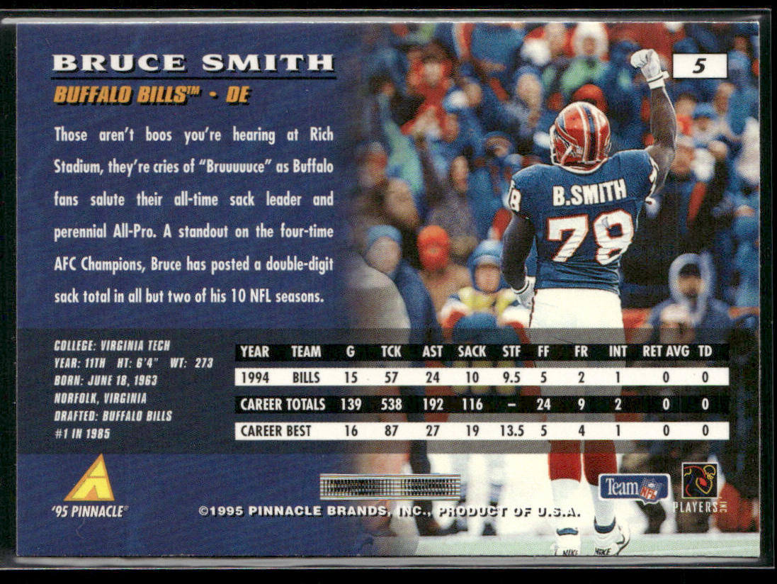 Bruce Smith 1995 Pinnacle #5 Buffalo Bills