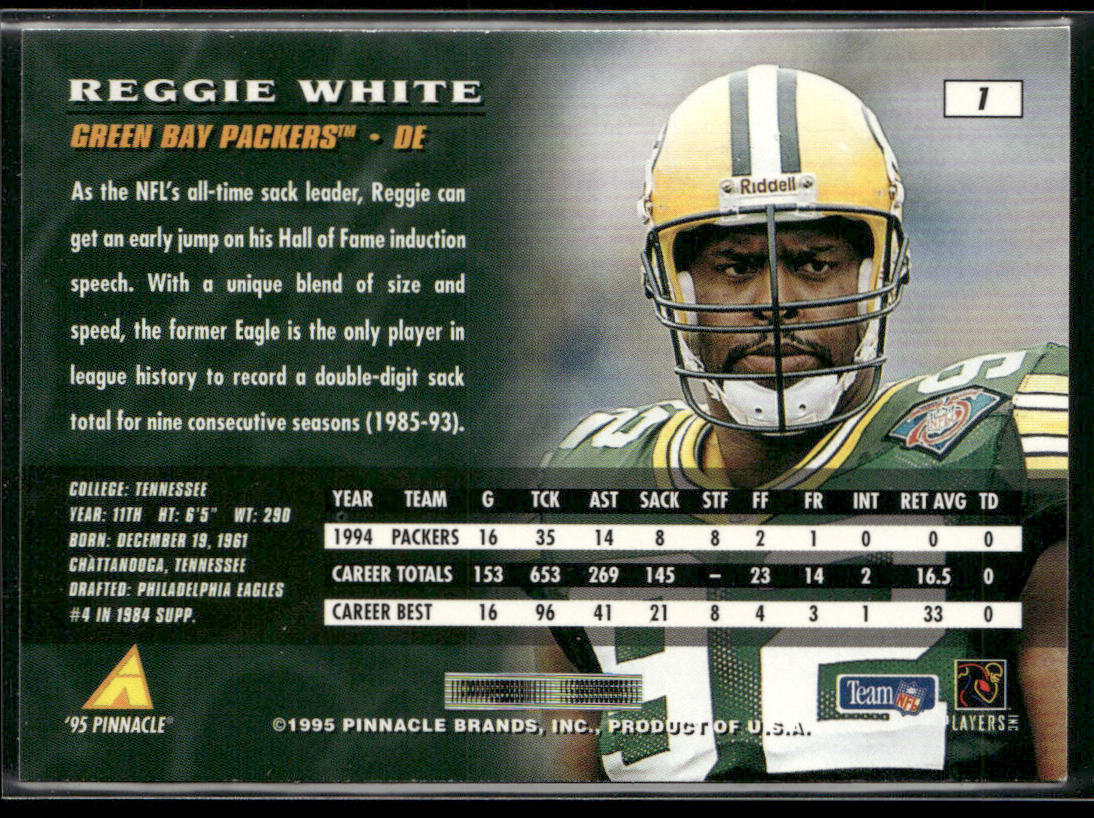 Reggie White 1995 Pinnacle #1 Green Bay Packers