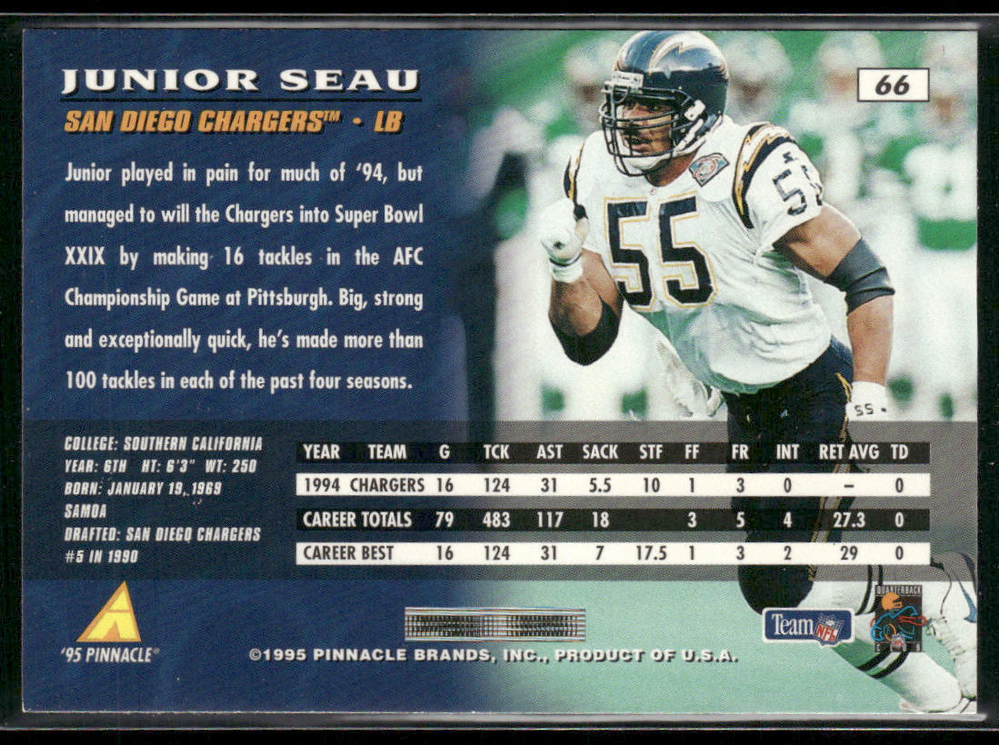 Junior Seau 1995 Pinnacle #66 San Diego Chargers