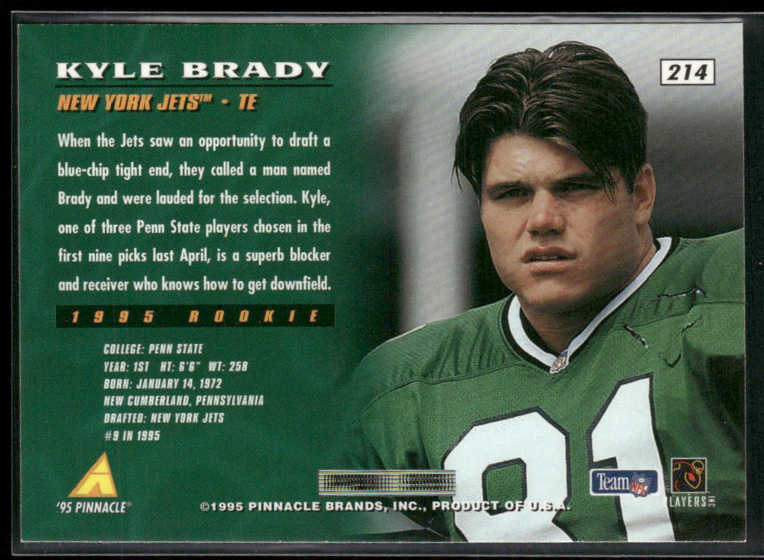 Kyle Brady 1995 Pinnacle #214 RC New York Jets