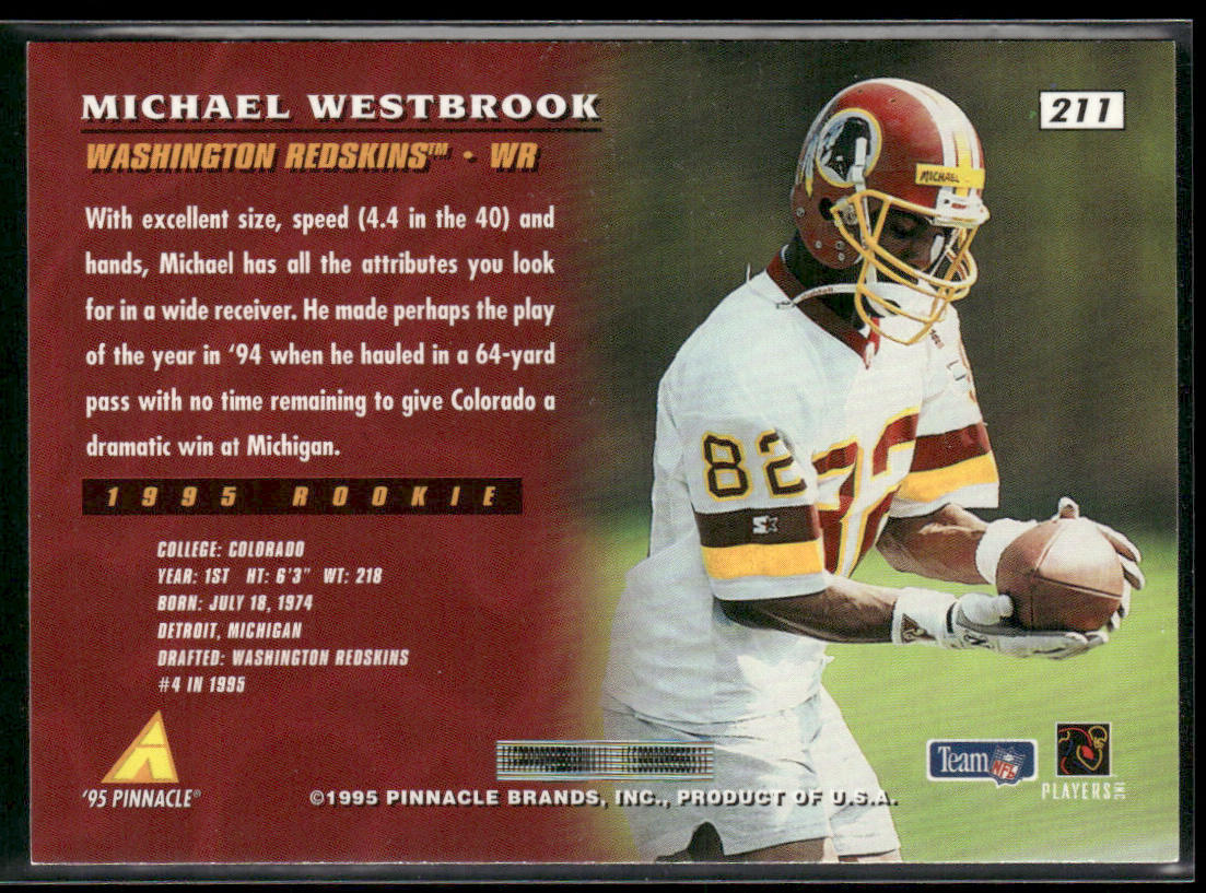 Michael Westbrook 1995 Pinnacle #211 RC Washington Redskins