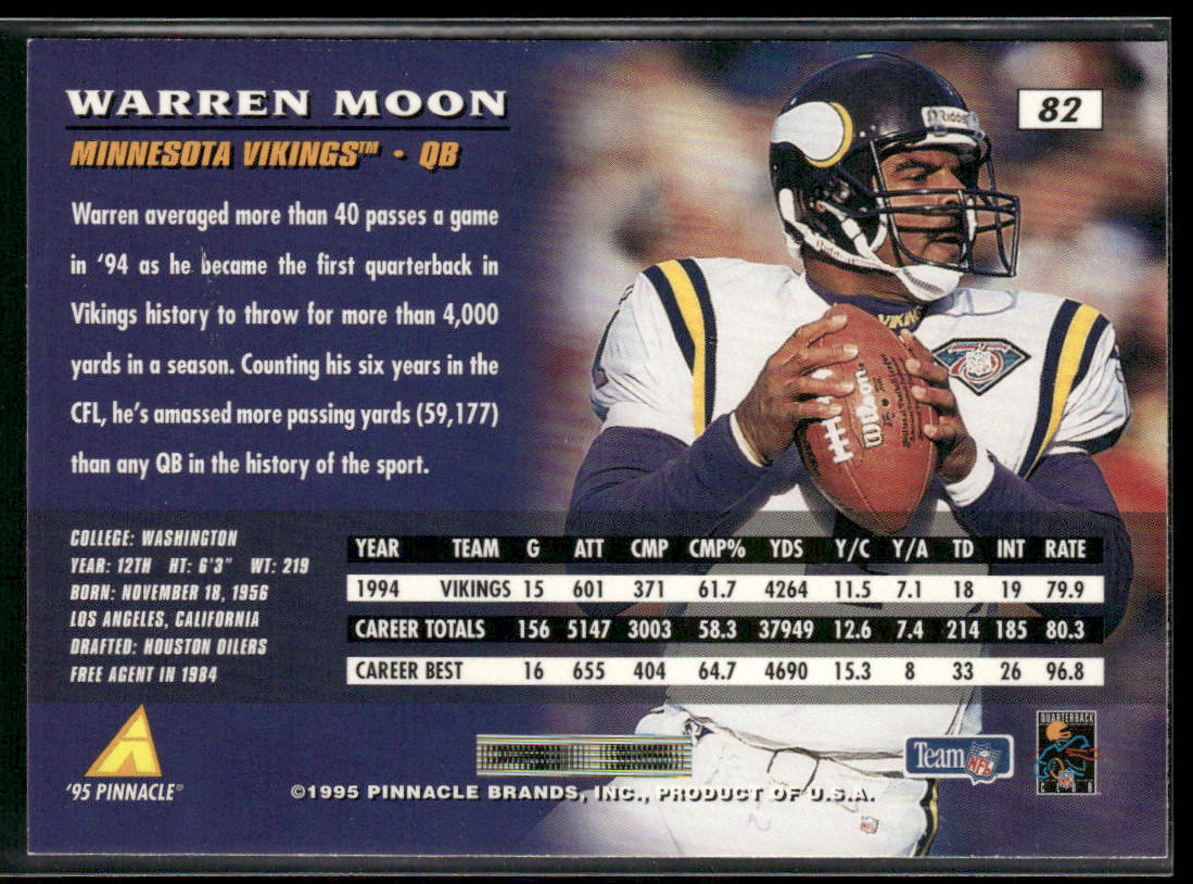 Warren Moon 1995 Pinnacle #82 Minnesota Vikings