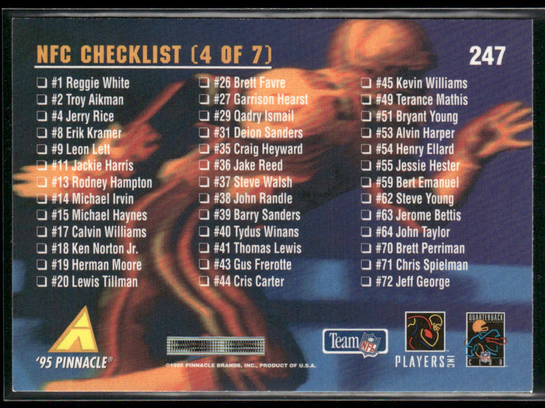 NFC Checklist 1995 Pinnacle #247