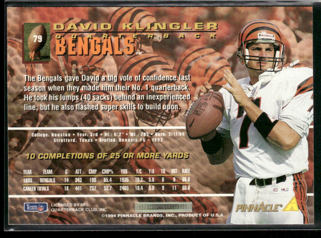 David Klingler 1994 Pinnacle #79 Cincinnati Bengals