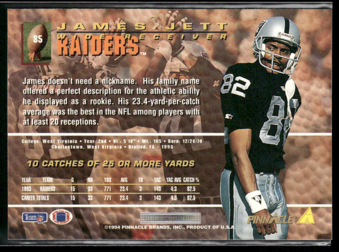 James Jett 1994 Pinnacle #85 Los Angeles Raiders
