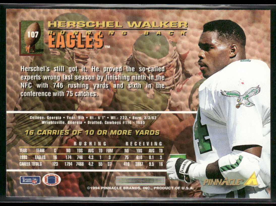 Herschel Walker 1994 Pinnacle #107 Philadelphia Eagles