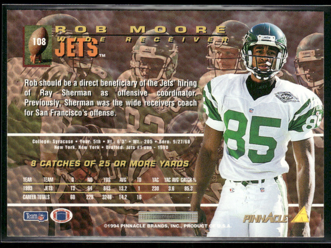Rob Moore 1994 Pinnacle #108 New York Jets