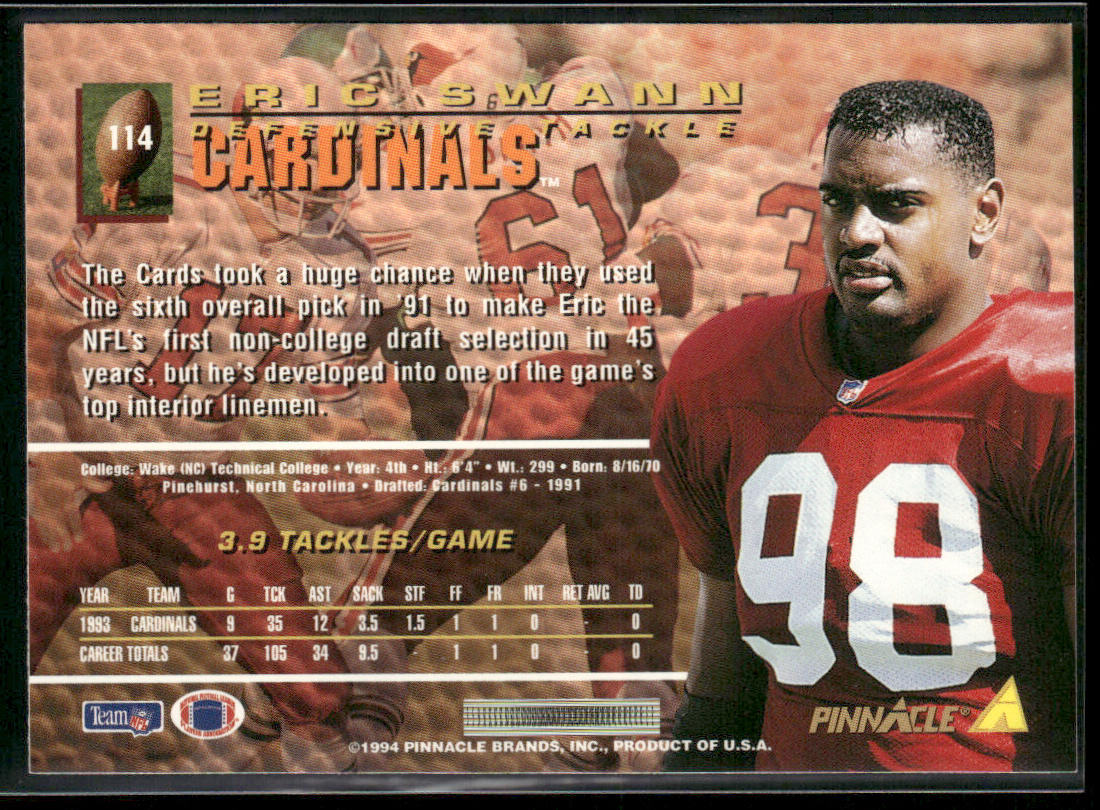 Eric Swann 1994 Pinnacle #114 Arizona Cardinals