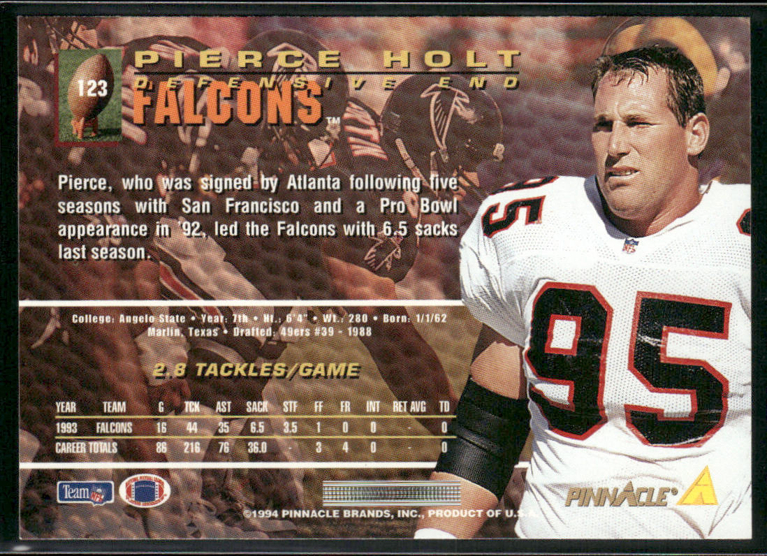 Pierce Holt 1994 Pinnacle #123 Atlanta Falcons