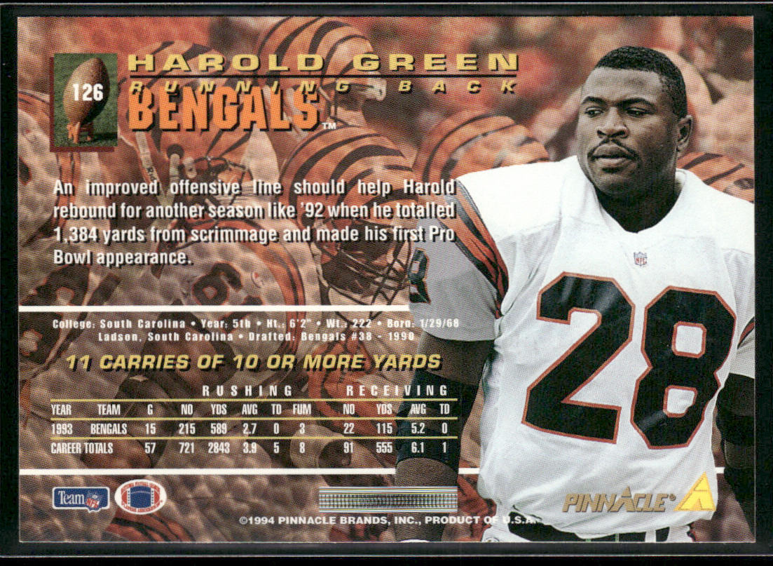 Harold Green 1994 Pinnacle #126 Cincinnati Bengals