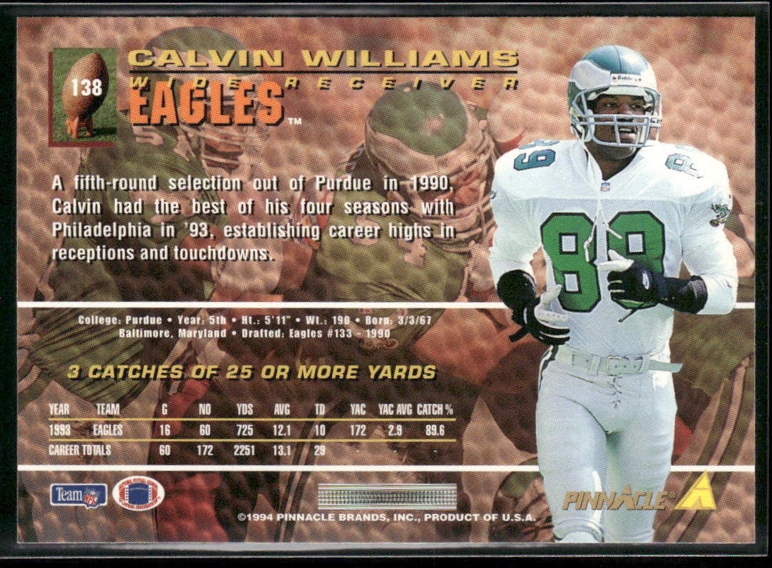 Calvin Williams 1994 Pinnacle #138 Philadelphia Eagles