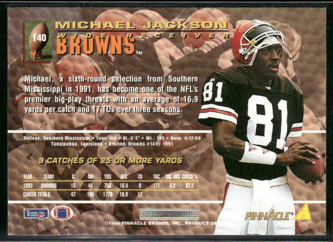Michael Jackson 1994 Pinnacle #140 Cleveland Browns