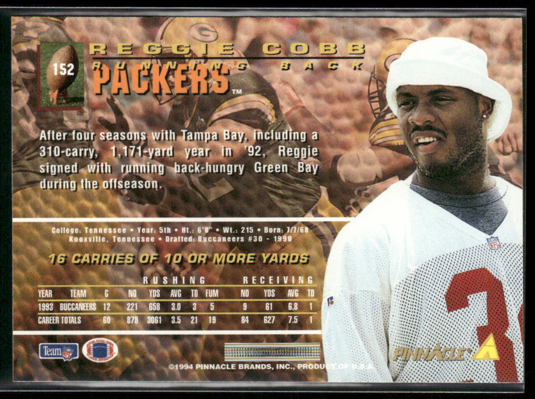 Reggie Cobb 1994 Pinnacle #152 Green Bay Packers