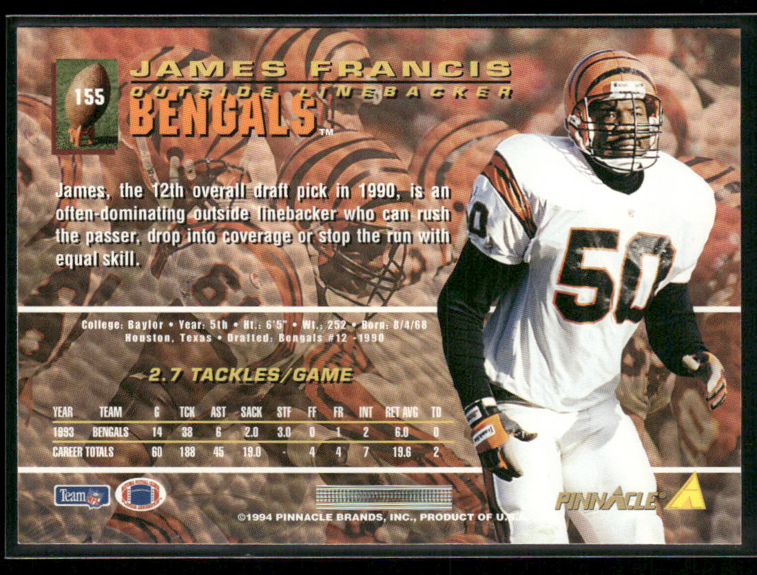 James Francis 1994 Pinnacle #155 Cincinnati Bengals
