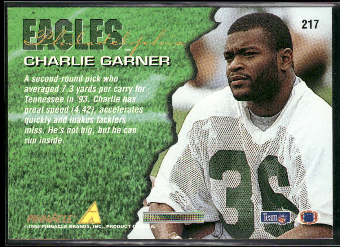 Charlie Garner 1994 Pinnacle #217 RC Philadelphia Eagles