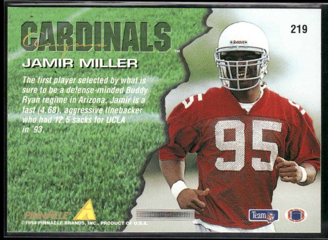 Jamir Miller 1994 Pinnacle #219 RC Arizona Cardinals