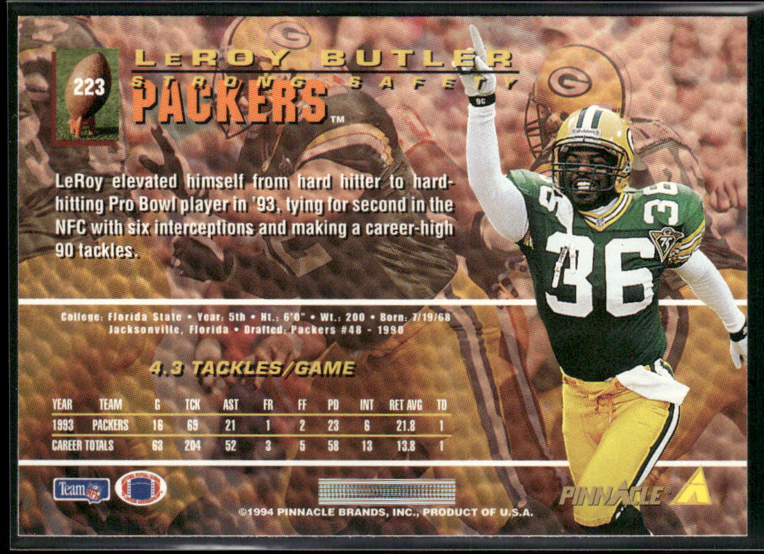 LeRoy Butler 1994 Pinnacle #223 Green Bay Packers