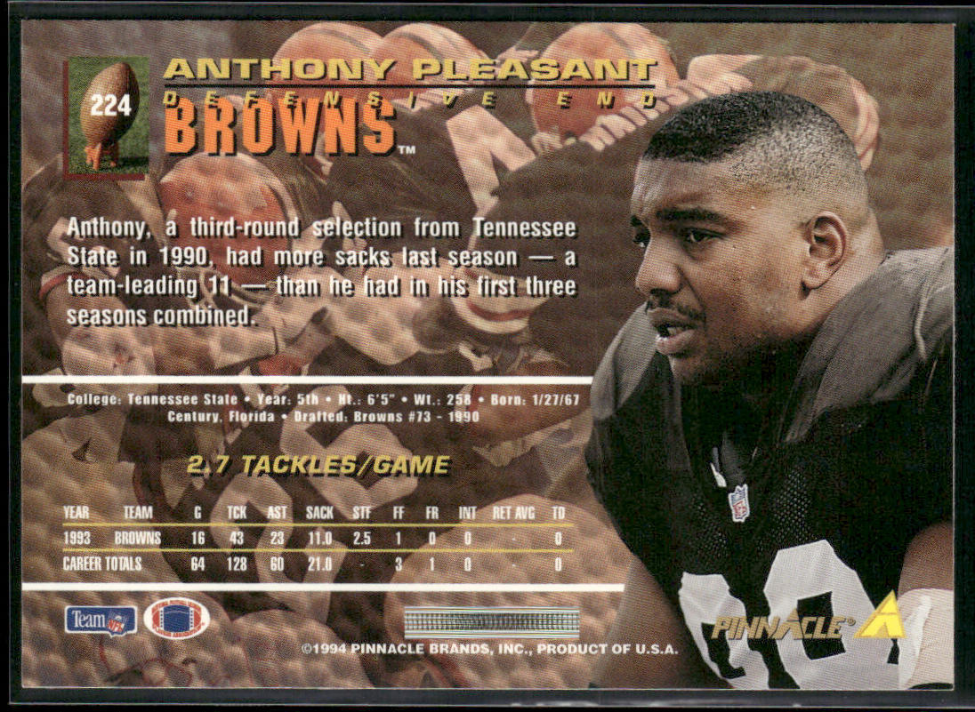 Anthony Pleasant 1994 Pinnacle #224 Cleveland Browns