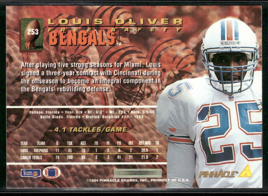 Louis Oliver 1994 Pinnacle #253 Cincinnati Bengals