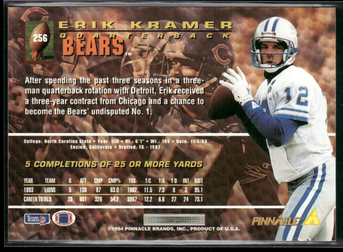 Erik Kramer 1994 Pinnacle #256 Chicago Bears