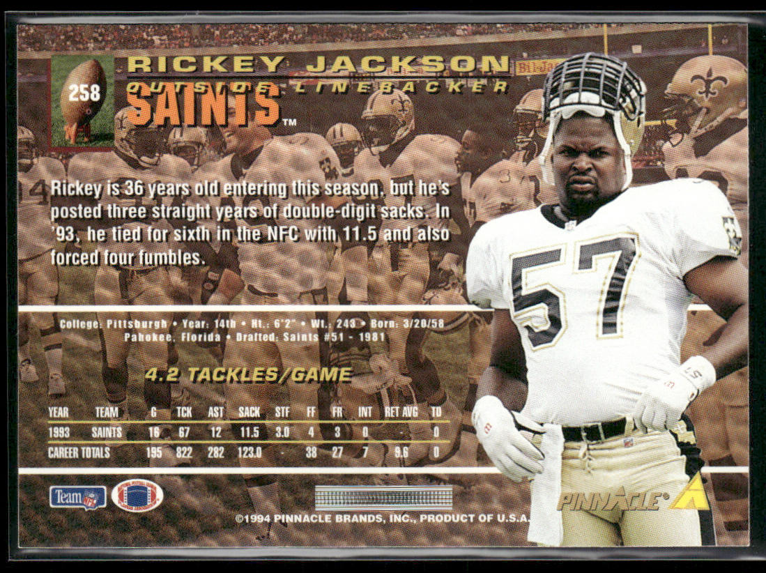 Rickey Jackson 1994 Pinnacle #258 New Orleans Saints