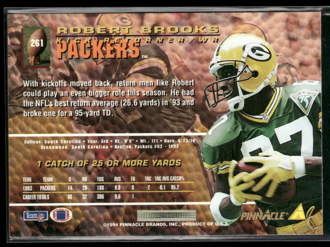 Robert Brooks 1994 Pinnacle #261 Green Bay Packers