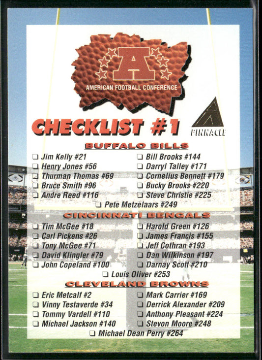 AFC Checklist #1 1994 Pinnacle #267