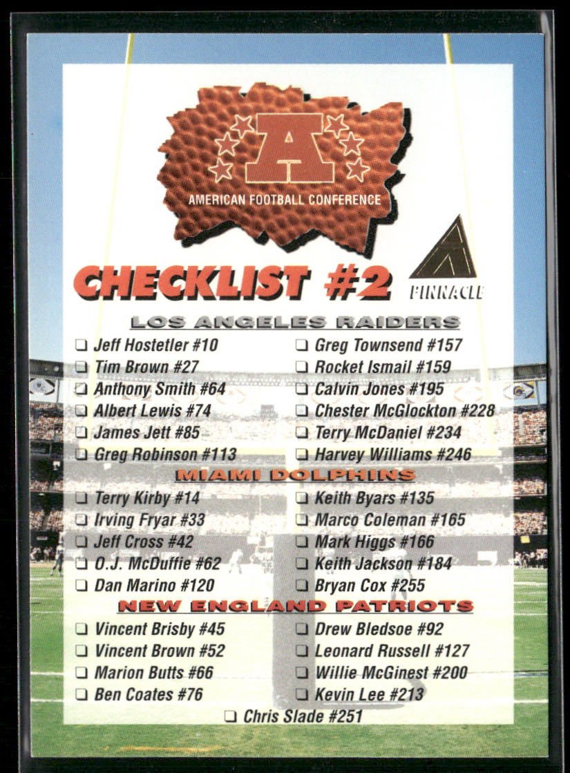 AFC Checklist #2 1994 Pinnacle #268