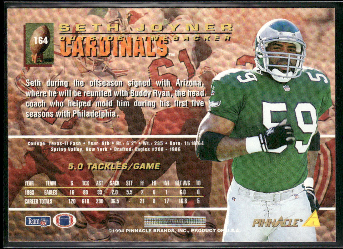 Seth Joyner 1994 Pinnacle #164 Arizona Cardinals