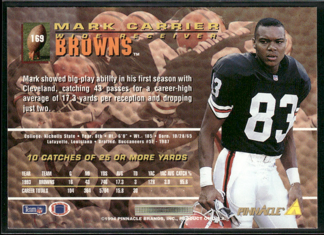 Mark Carrier 1994 Pinnacle #169 Cleveland Browns