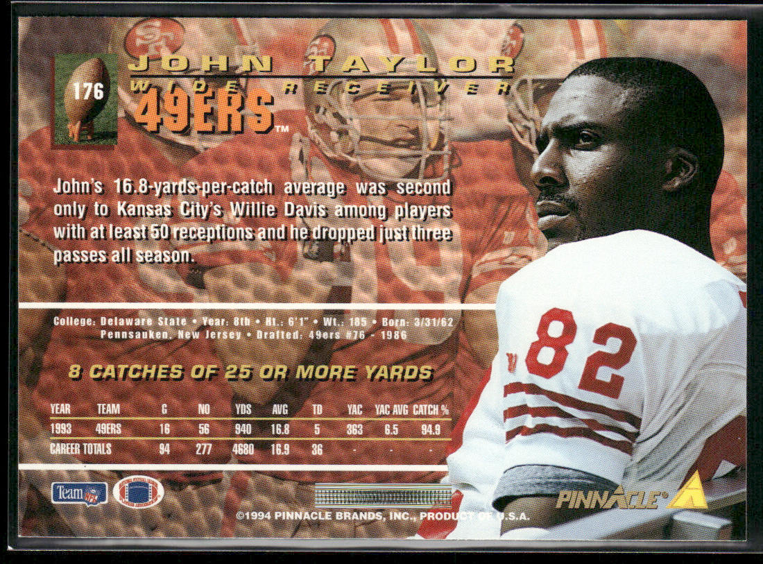 John Taylor 1994 Pinnacle #176 San Francisco 49ers