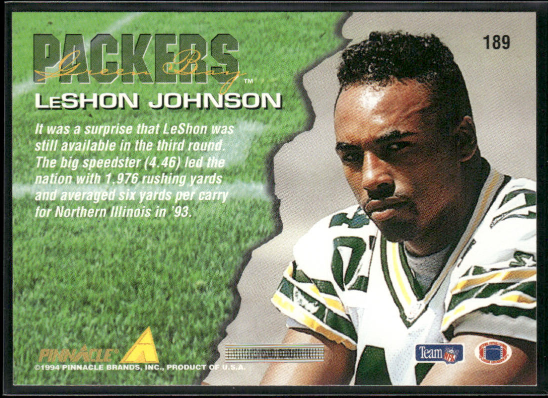 LeShon Johnson 1994 Pinnacle #189 RC Green Bay Packers