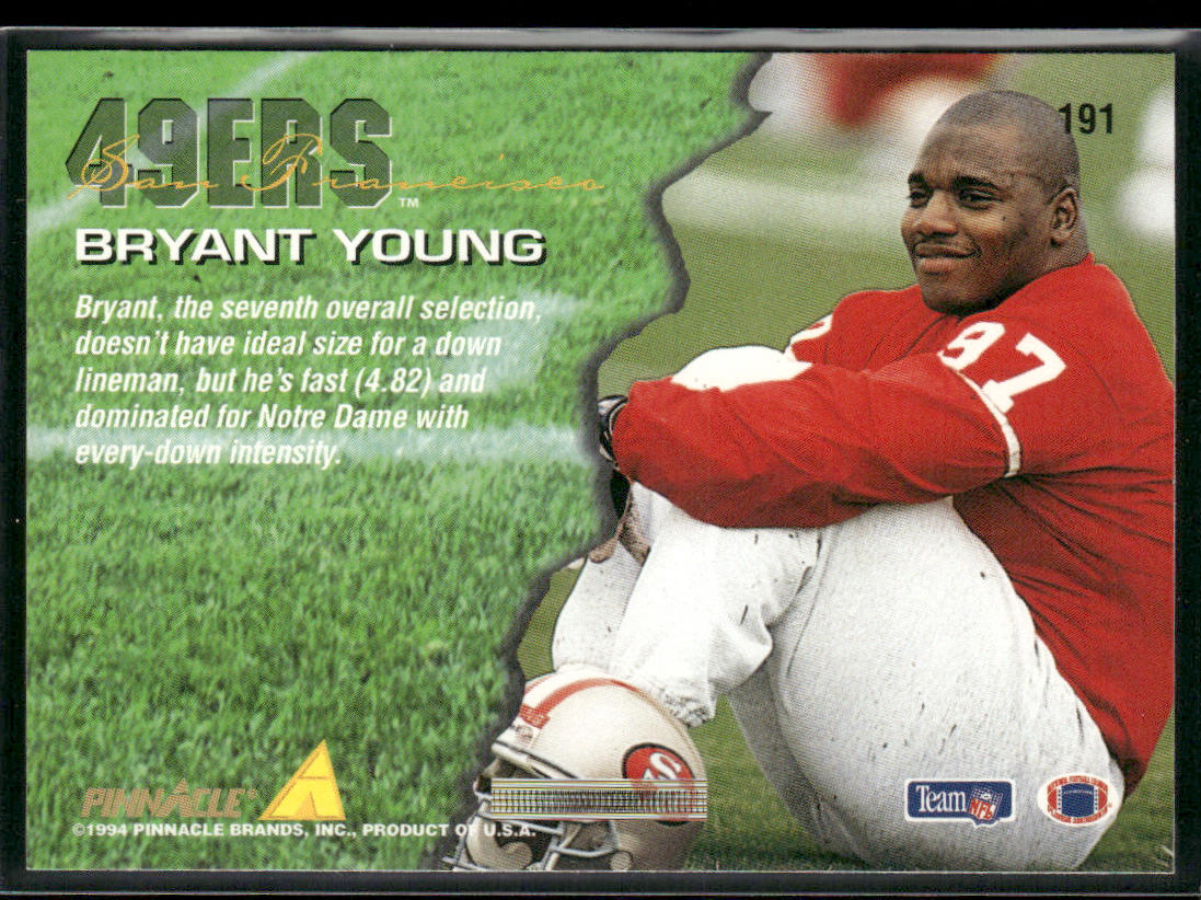Bryant Young 1994 Pinnacle #191 RC San Francisco 49ers