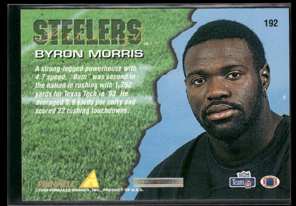 Byron Morris 1994 Pinnacle #192 RC Pittsburgh Steelers