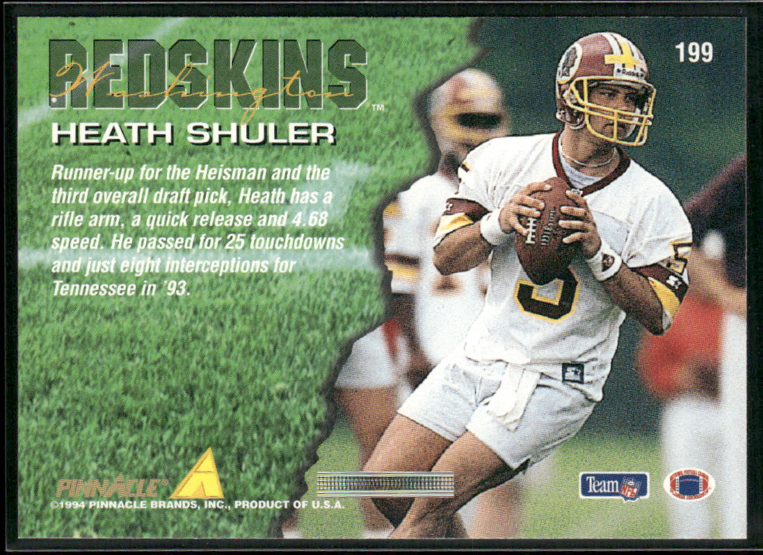 Heath Shuler 1994 Pinnacle #199 RC Washington Redskins