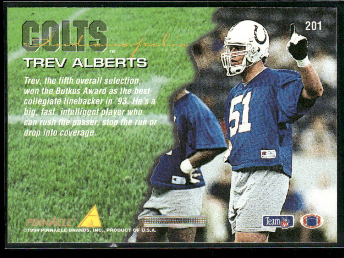 Trev Alberts 1994 Pinnacle #201 RC Indianapolis Colts