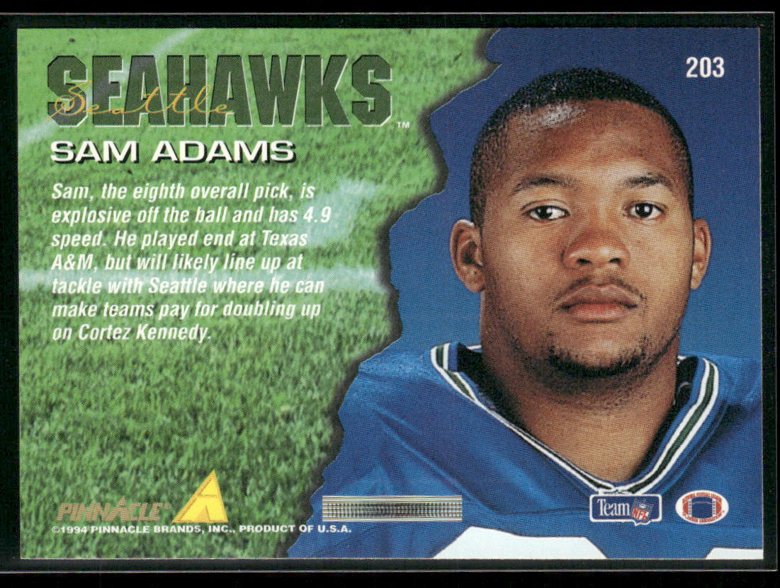 Sam Adams 1994 Pinnacle #203 RC Seattle Seahawks