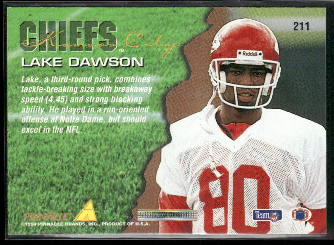 Lake Dawson 1994 Pinnacle #211 RC Kansas City Chiefs