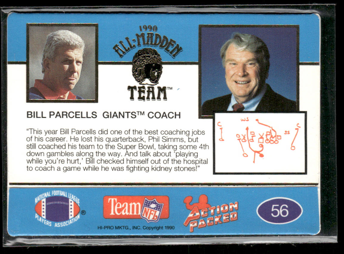 Bill Parcells 1990 Action Packed All-Madden #56 New York Giants