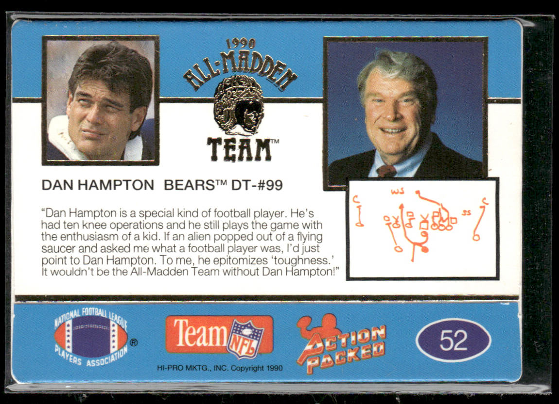 Dan Hampton 1990 Action Packed All-Madden #52 Chicago Bears