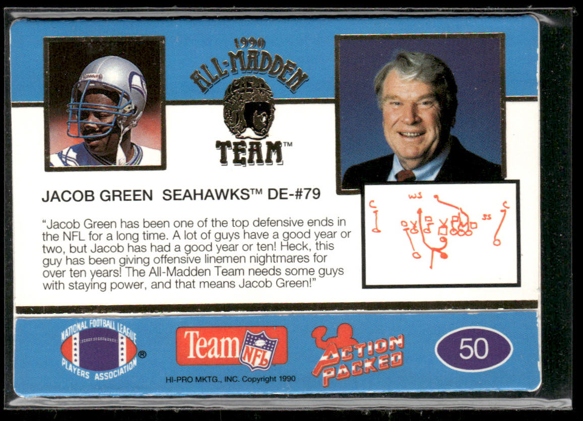 Jacob Green 1990 Action Packed All-Madden #50 Seattle Seahawks